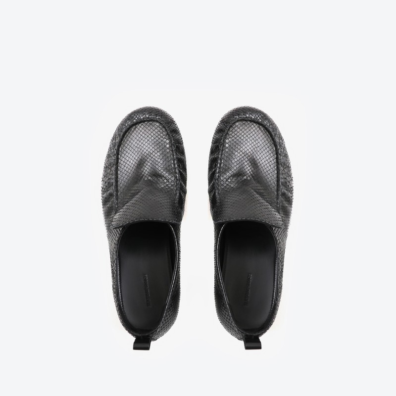 Snake-print Pleated Loafers